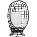 Swivel Egg Chair with Cushion and Pillow Outdoor - Black Rattan