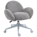Fluffy Leisure Office Chair with Backrest, Armrest & Wheels - Grey