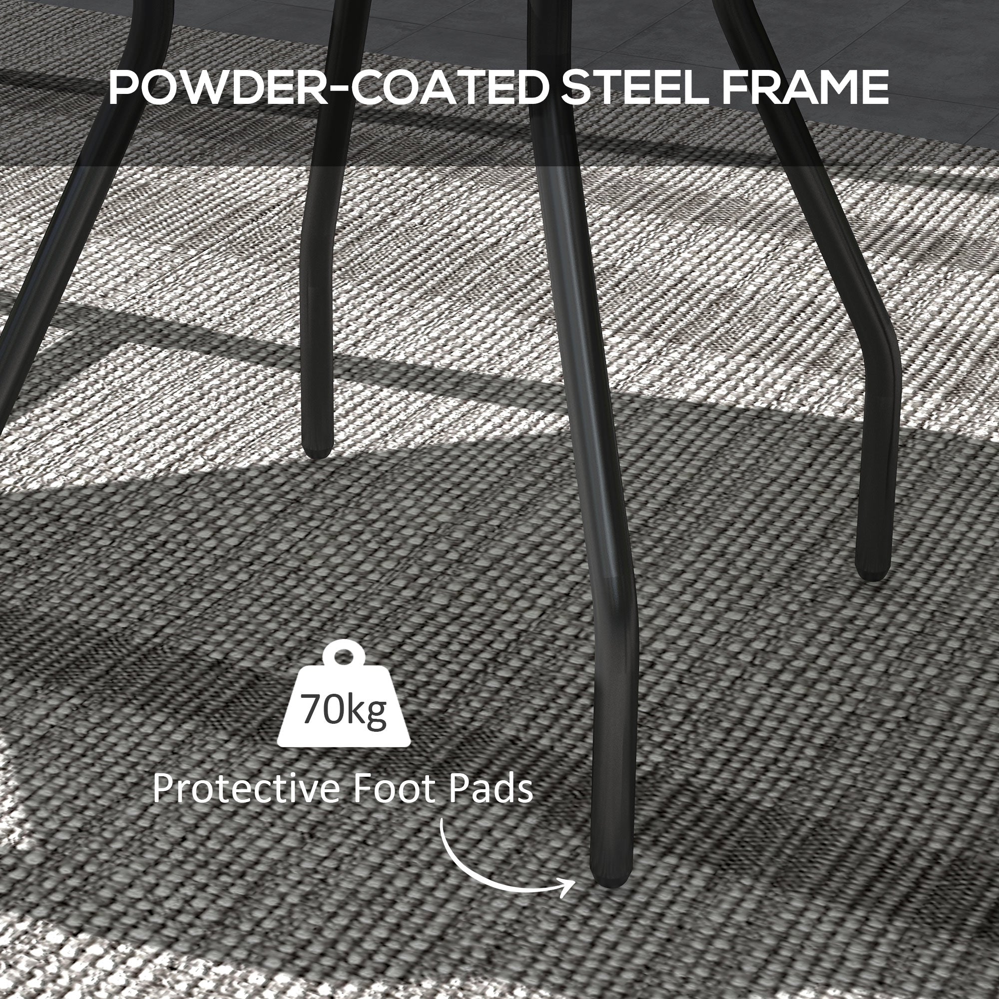 1 Piece Tempered Glass Top Garden Table Steel Frame Multicolour