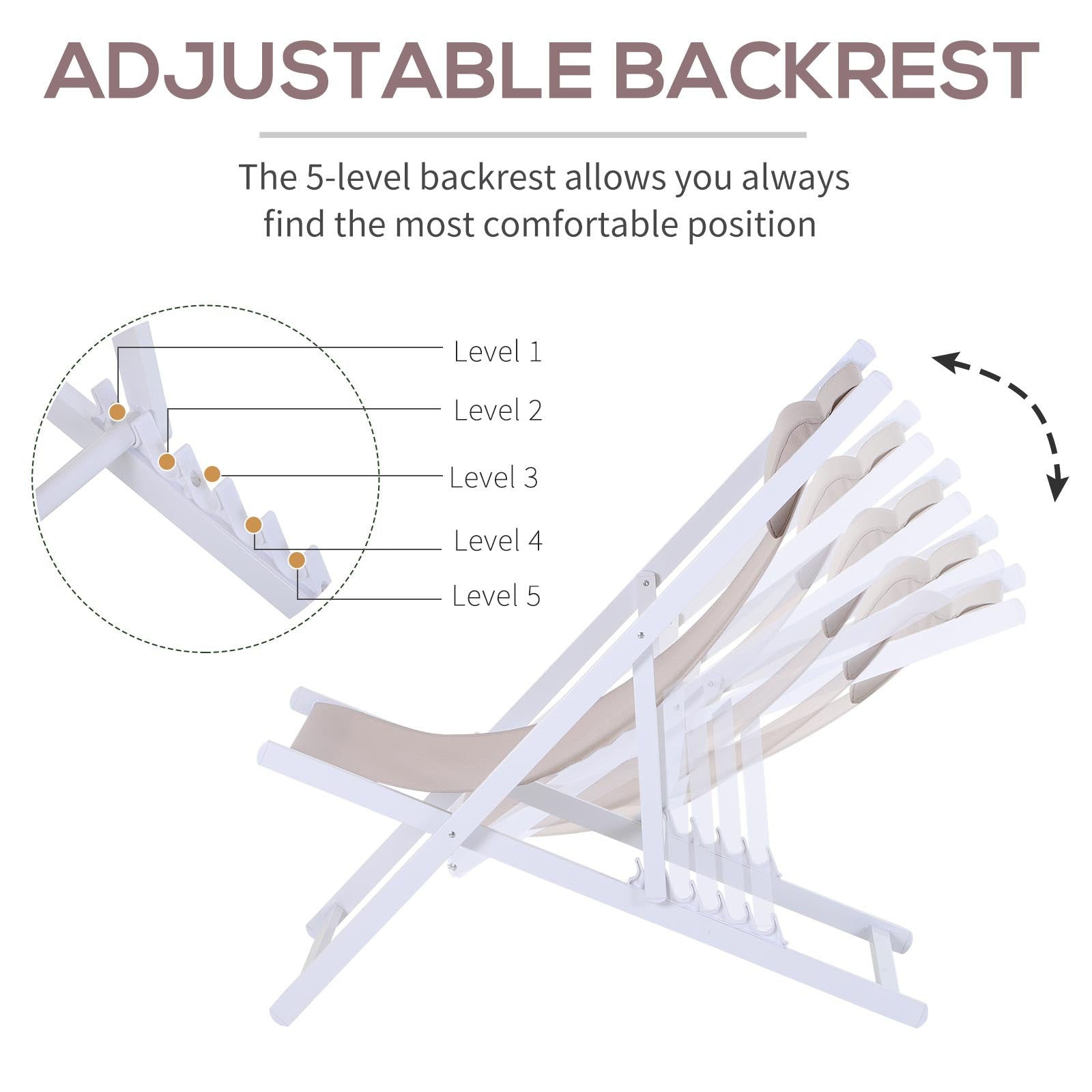 Set of 2 Folding Aluminium Garden Deck Chairs with Pillow - White