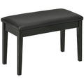 Classic Piano Bench with PU Leather Seat, Rubber Wood Legs & Storage Compartment - Black