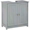 Under-Sink Storage Cabinet with Adjustable Shelf and U-Shaped Cut-Out - Grey
