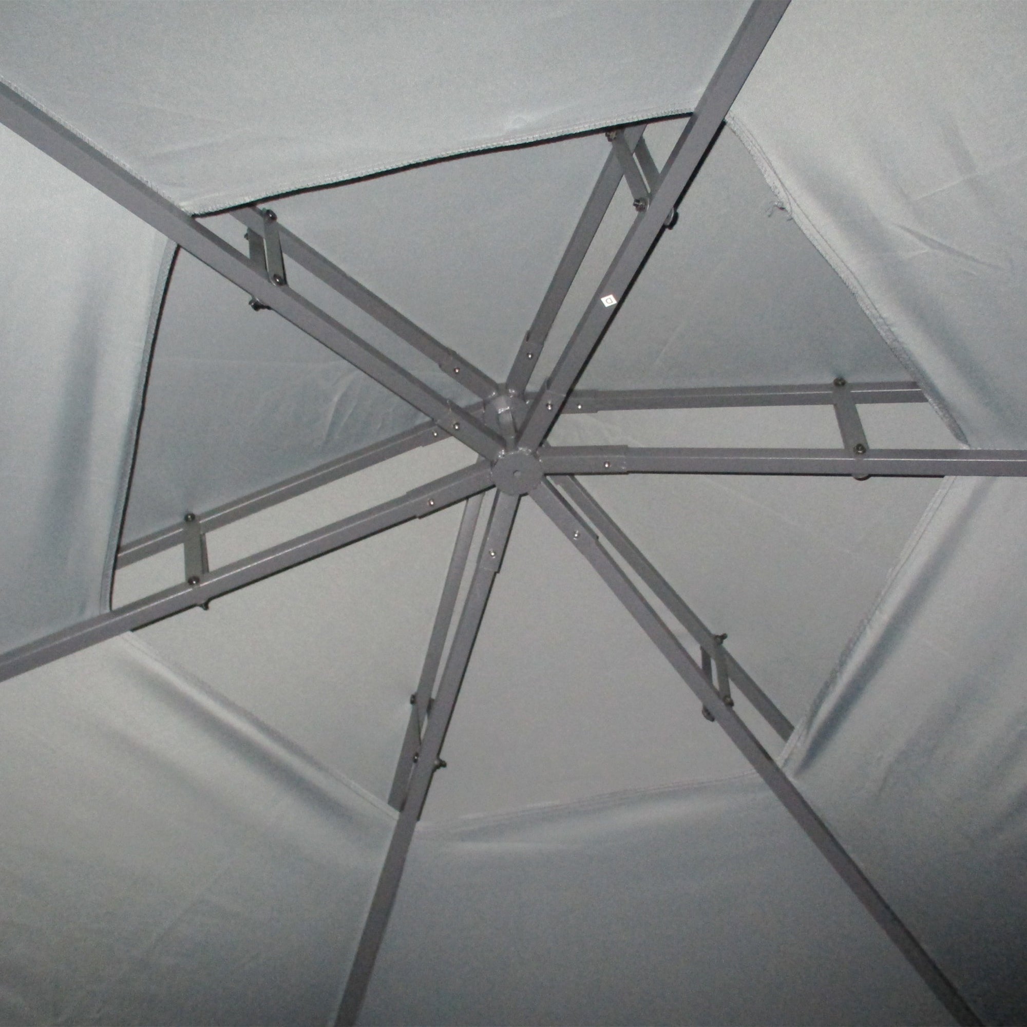 Hexagon Gazebo Patio Canopy Party Tent Outdoor Garden Shelter w/ 2 Tier Roof & Side Panel - Grey