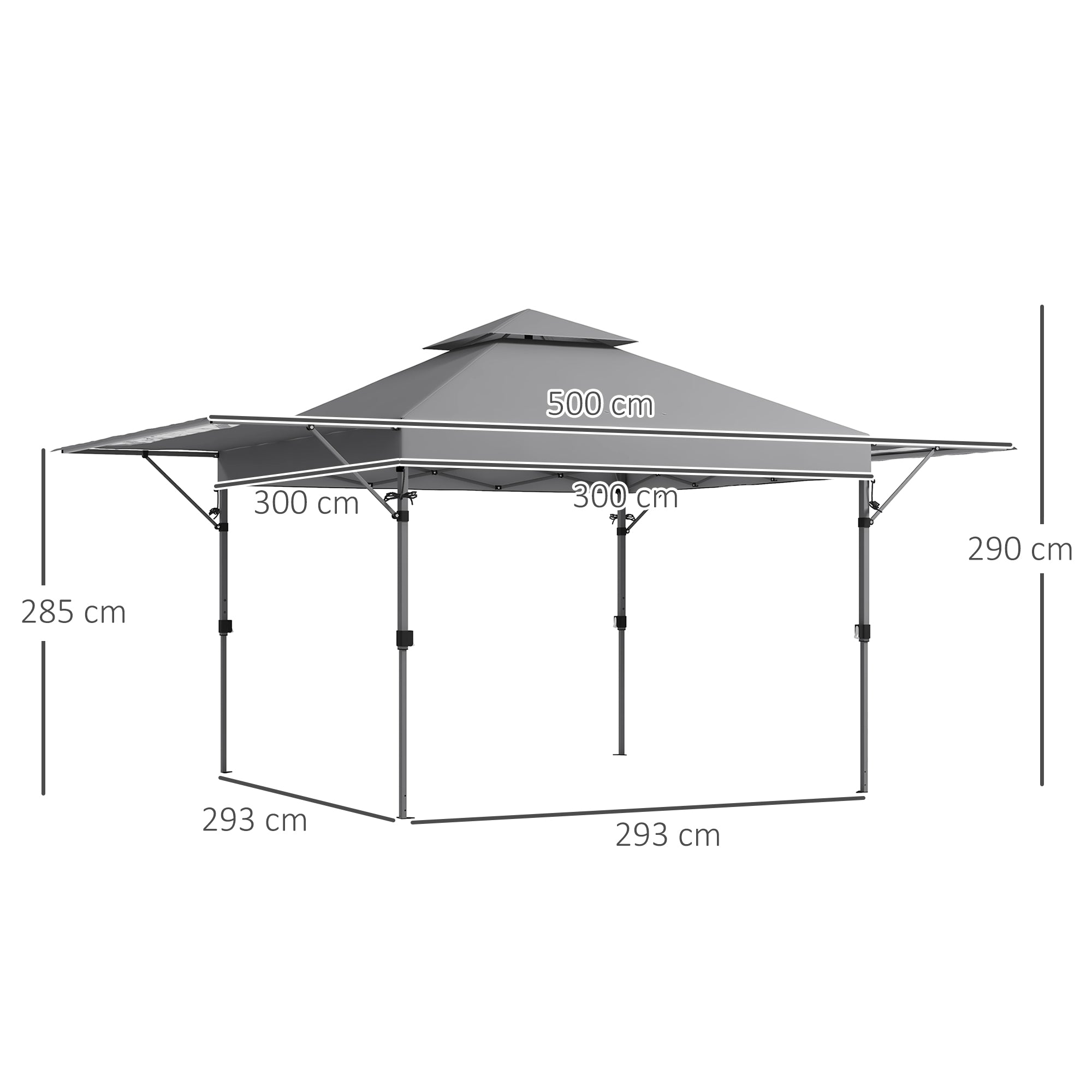 Large Pop Up Gazebo with Dual Awnings - Blue