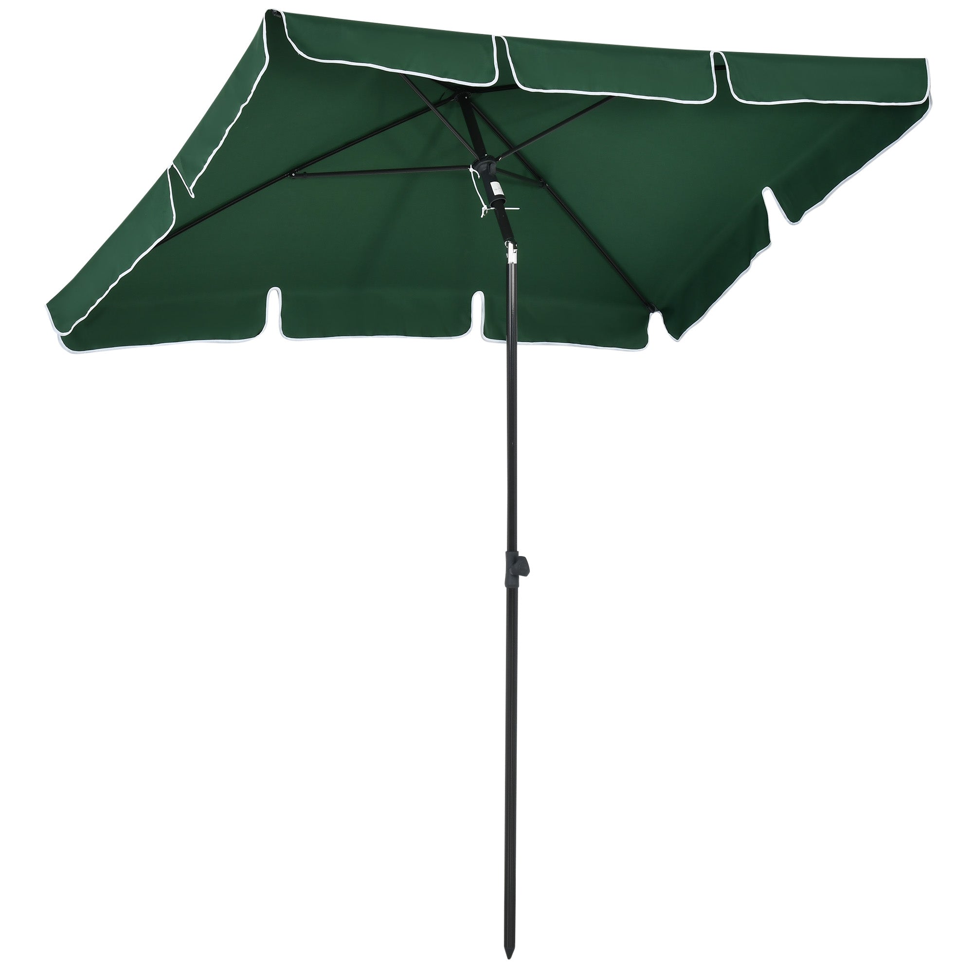 Aluminium Sun Umbrella Parasol Patio Garden Rectangular Tilt 2M x 1.25M Green