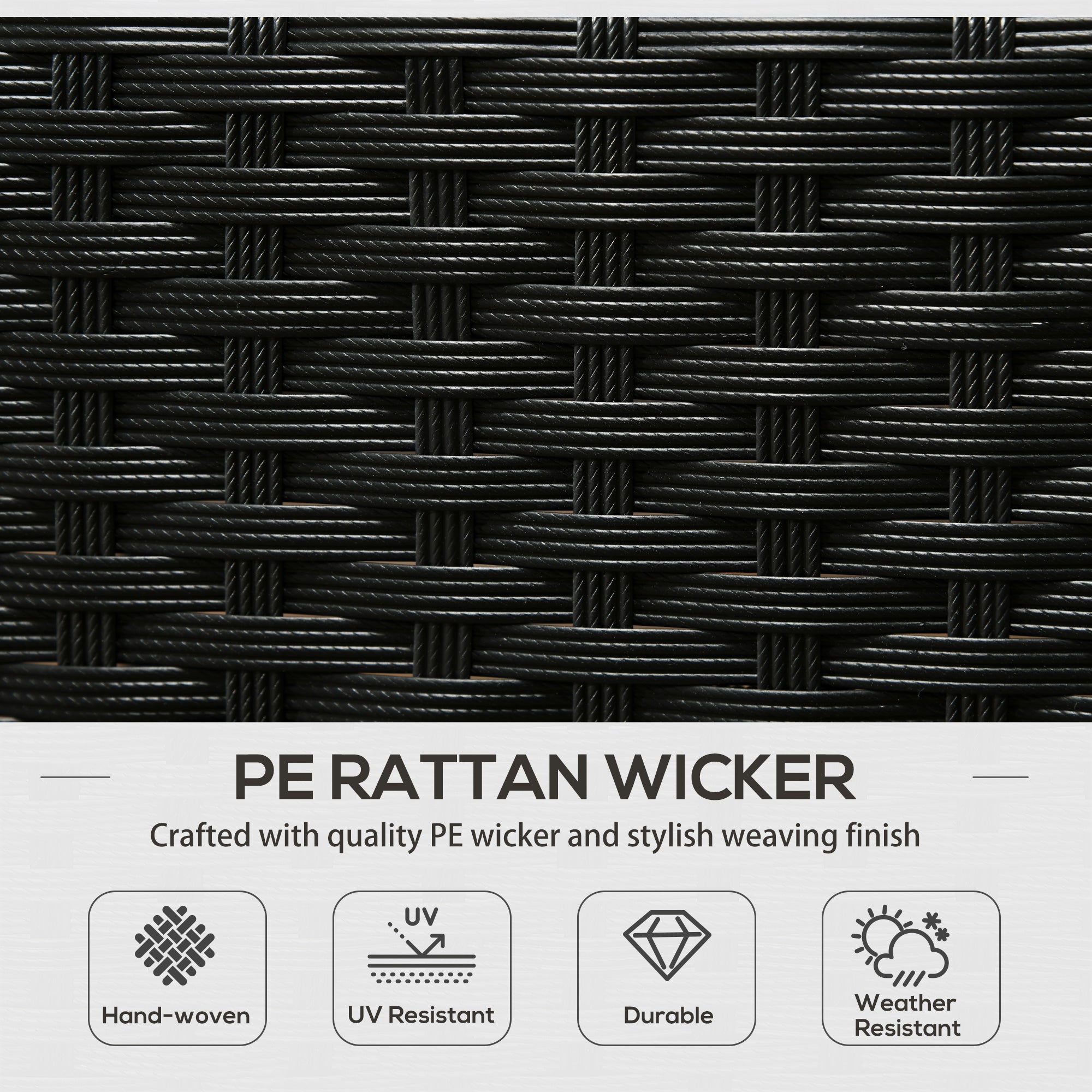 6 Piece Rattan Garden Furniture Set with Cushions and Glass Table - Black