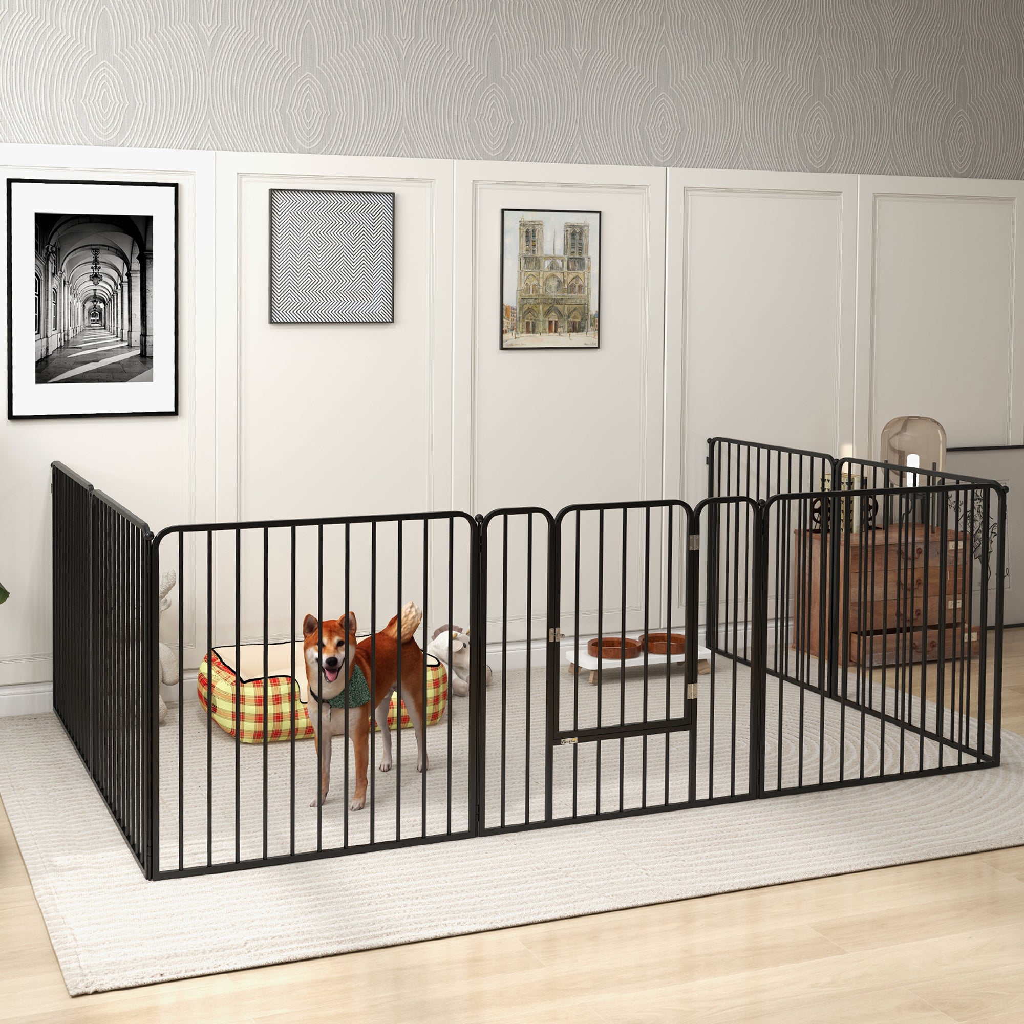 8 Panels Heavy Duty Dog Pen, 80cm Height Pet Playpen for Indoor Outdoor, Small and Medium Dogs