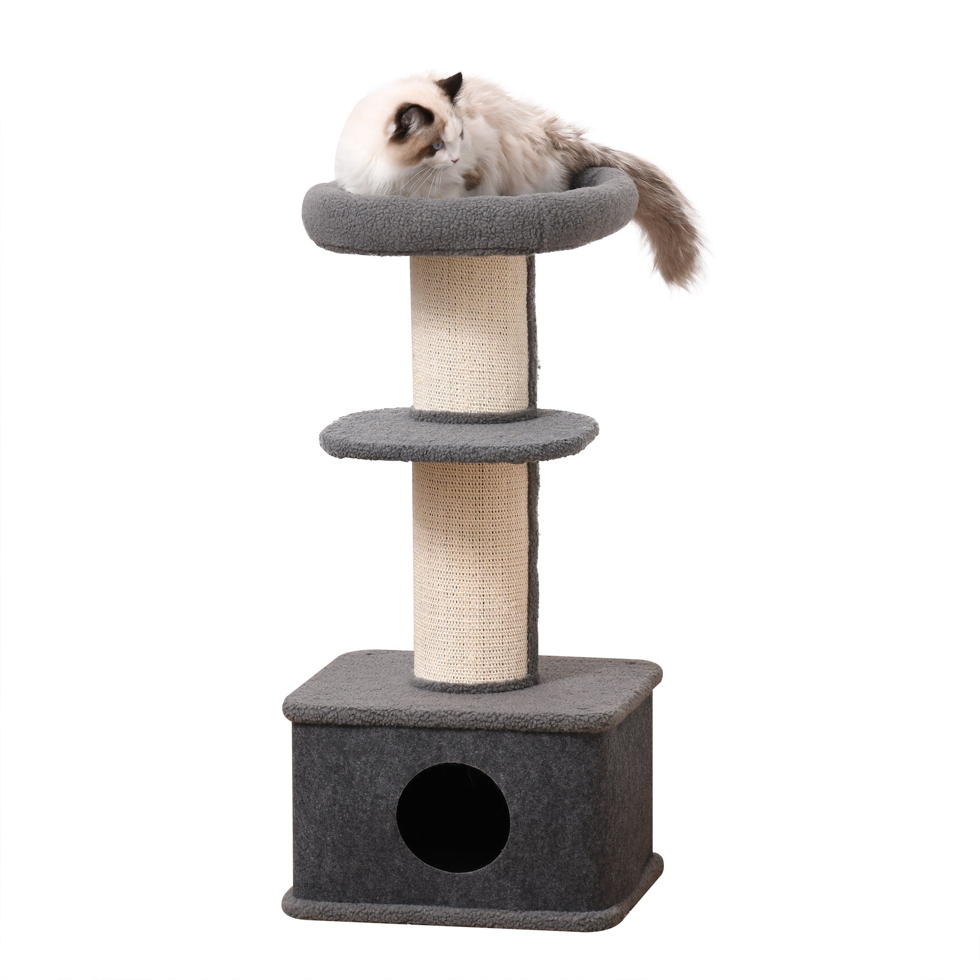 Cat Tree Kitten Tower Multi-level Activity Centre Pet Furniture with Sisal Scratching Post Condo Plush Perches Grey