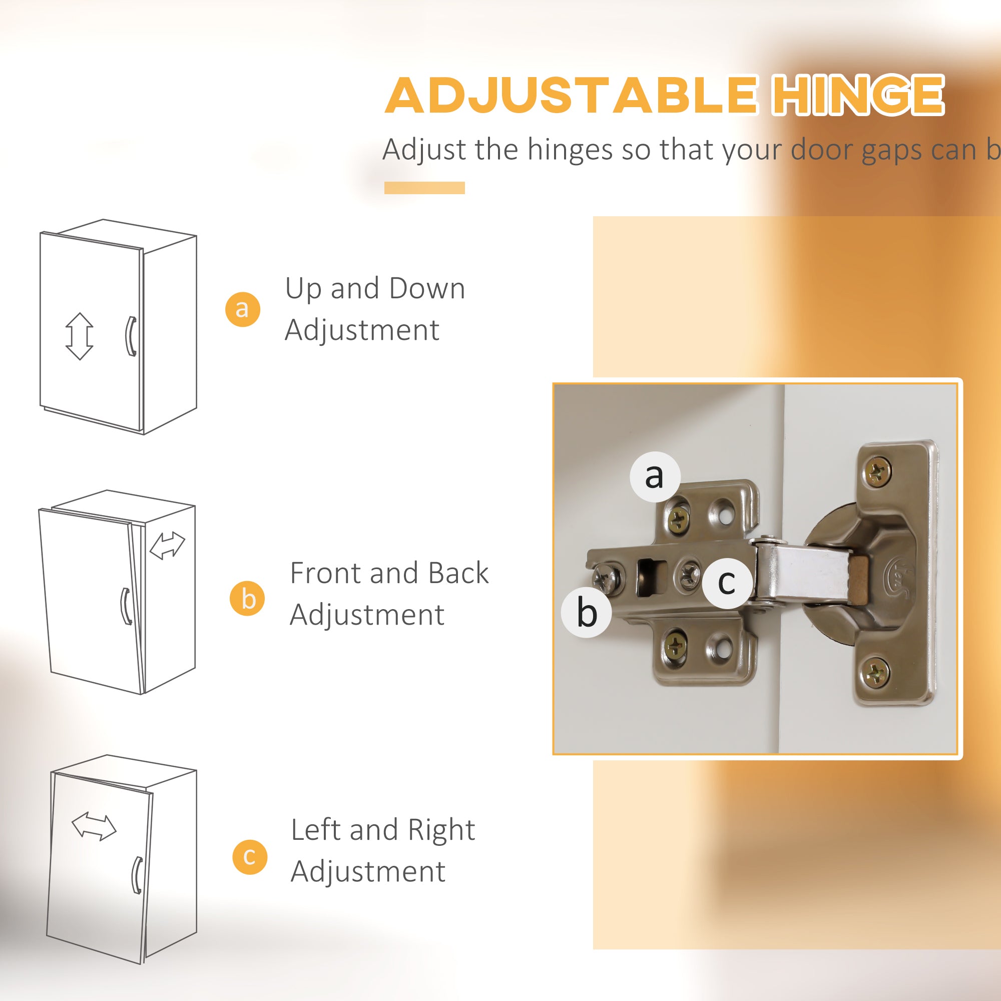 Kitchen Cupboard, 5-Tier Storage Cabinet with Adjustable Bottom Shelf, Open Microwave Countertop, White