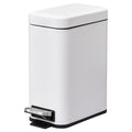 5L Rectangular Compact Steel Bin with Removable Bucket and Quiet-Close Pedal Lid - White