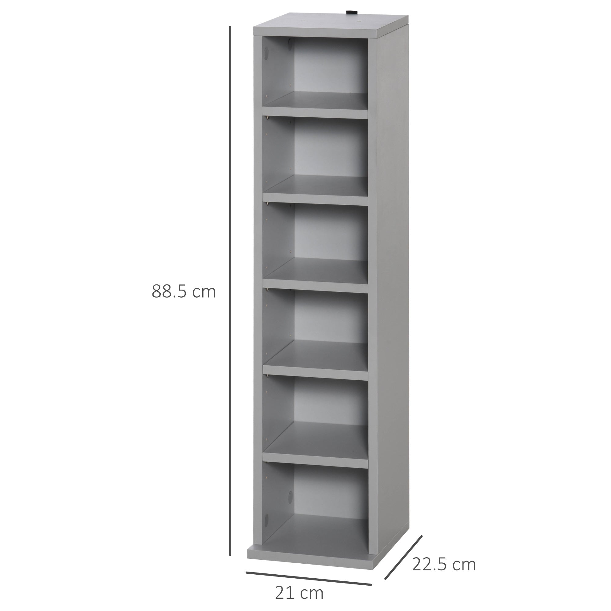 204 CD Media Display Shelf Unit Set of 2 Blu-Ray DVD Tower Rack w/ Adjustable Shelves Bookcase Storage Organiser, Grey