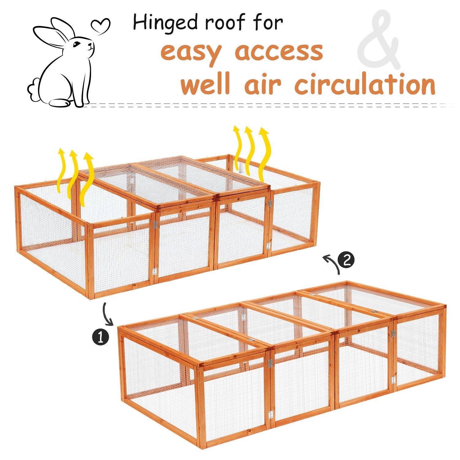 Rabbit Hutch W/ Mesh Wire, 181Lx100Wx 48H cm-Wood