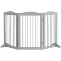 Foldable Freestanding Dog Gate with Two Support Feet for Staircases and Doorways - Grey