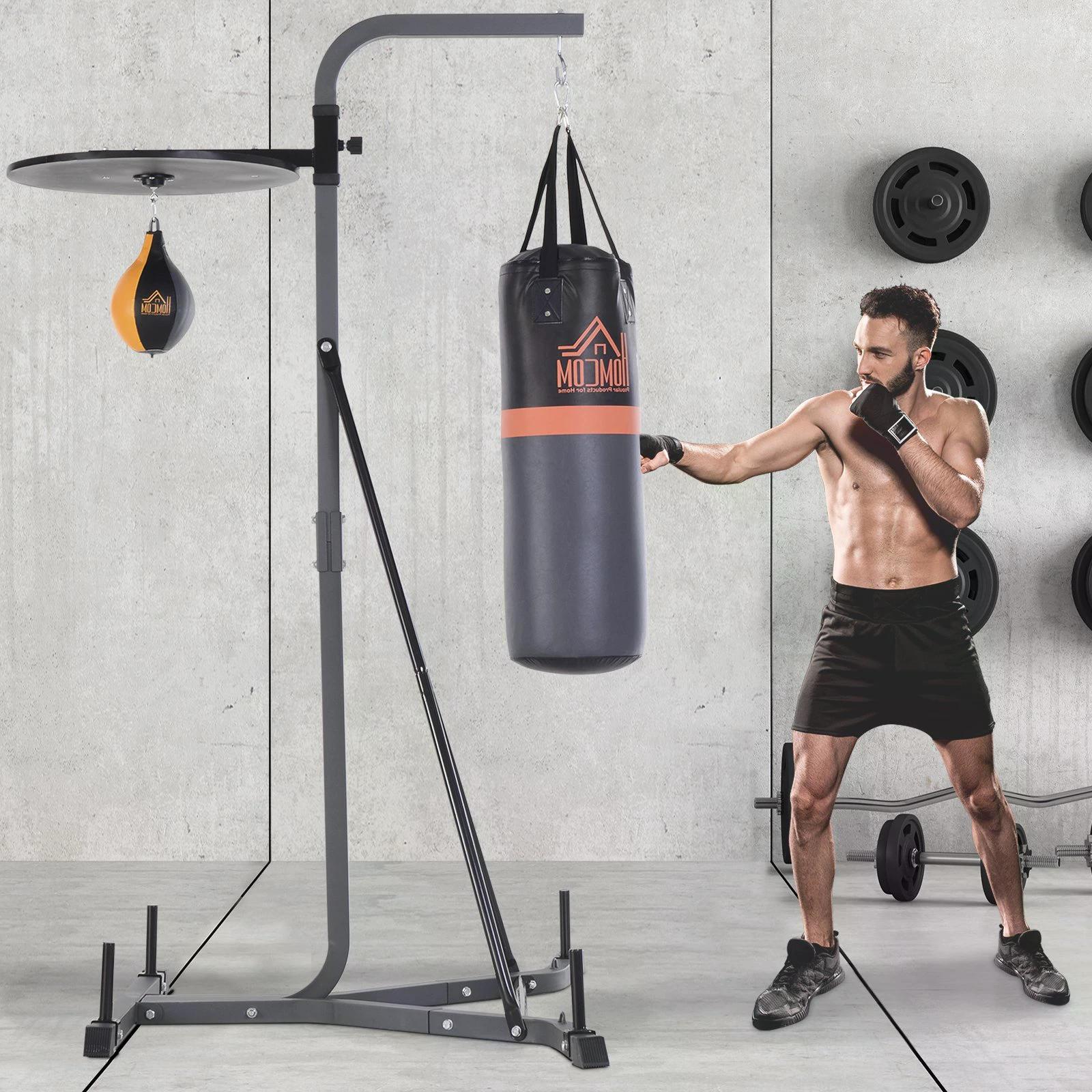 Freestanding Duo Punch Training Punchbag Sandbag Adjustable Height Home Agility Training Steel Frame