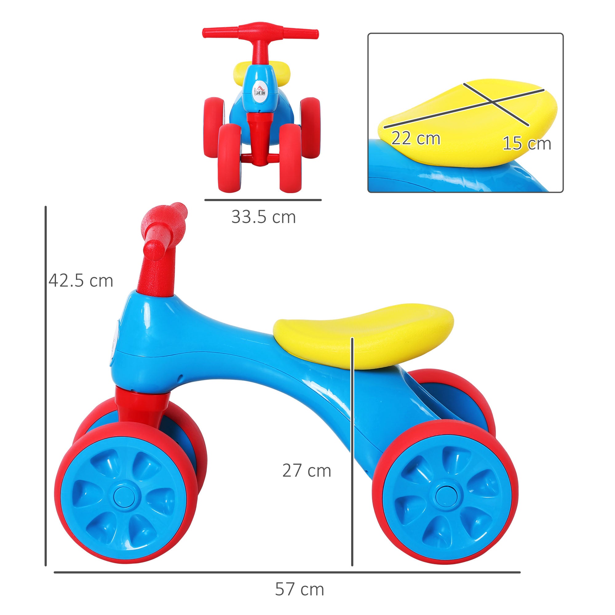 Toddler Training Walker Balance Ride-On Toy with Rubber Wheels Blue