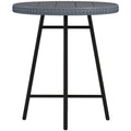 PE Rattan Side Table with Plastic Wood Top 50x50x55cm - Grey
