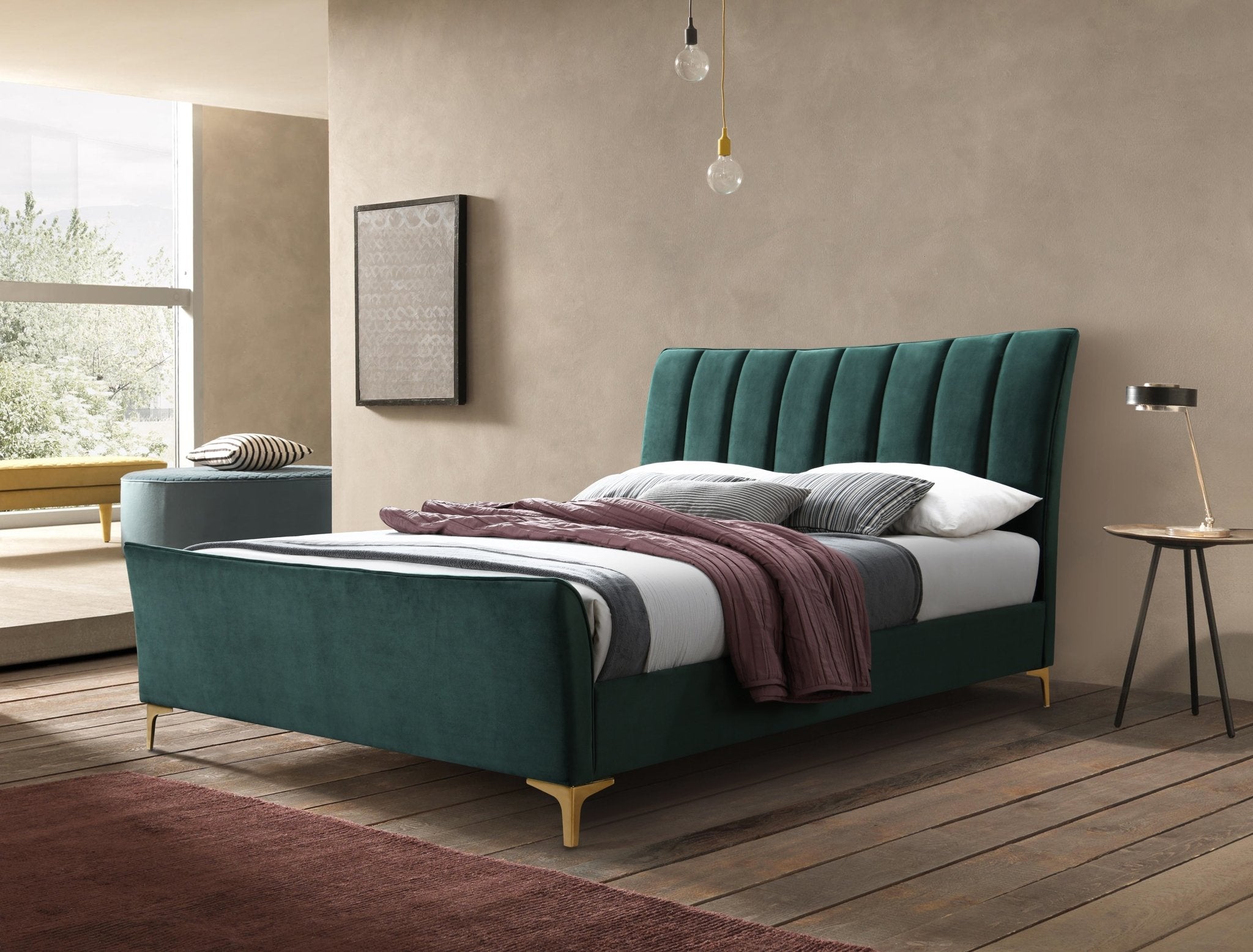 Clover Double Bed Green - Bedzy UK modern and affordable home furniture England