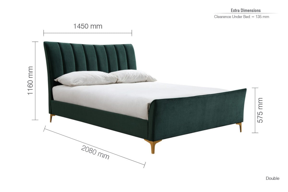 Clover Double Bed Green - Bedzy UK modern and affordable home furniture England