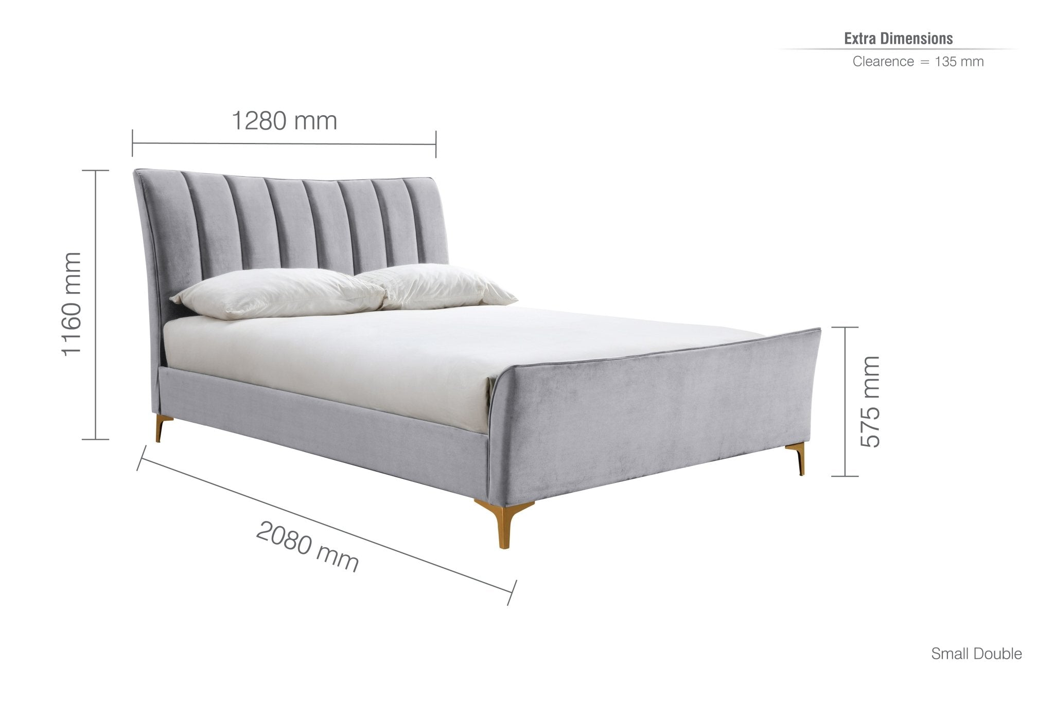 Clover Double Bed Grey - Bedzy UK modern and affordable home furniture England