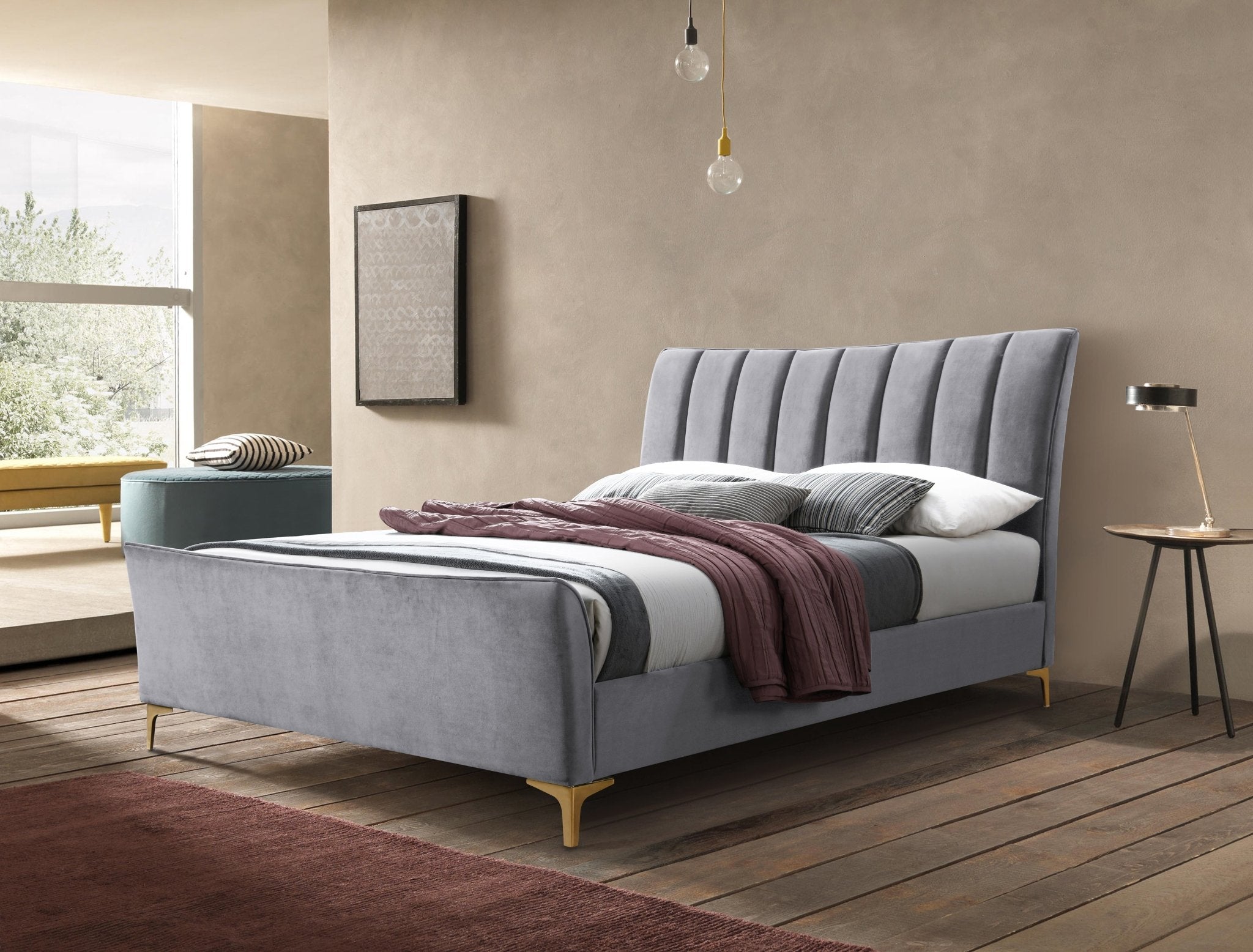 Clover Small Double Bed Grey - Bedzy UK modern and affordable home furniture England