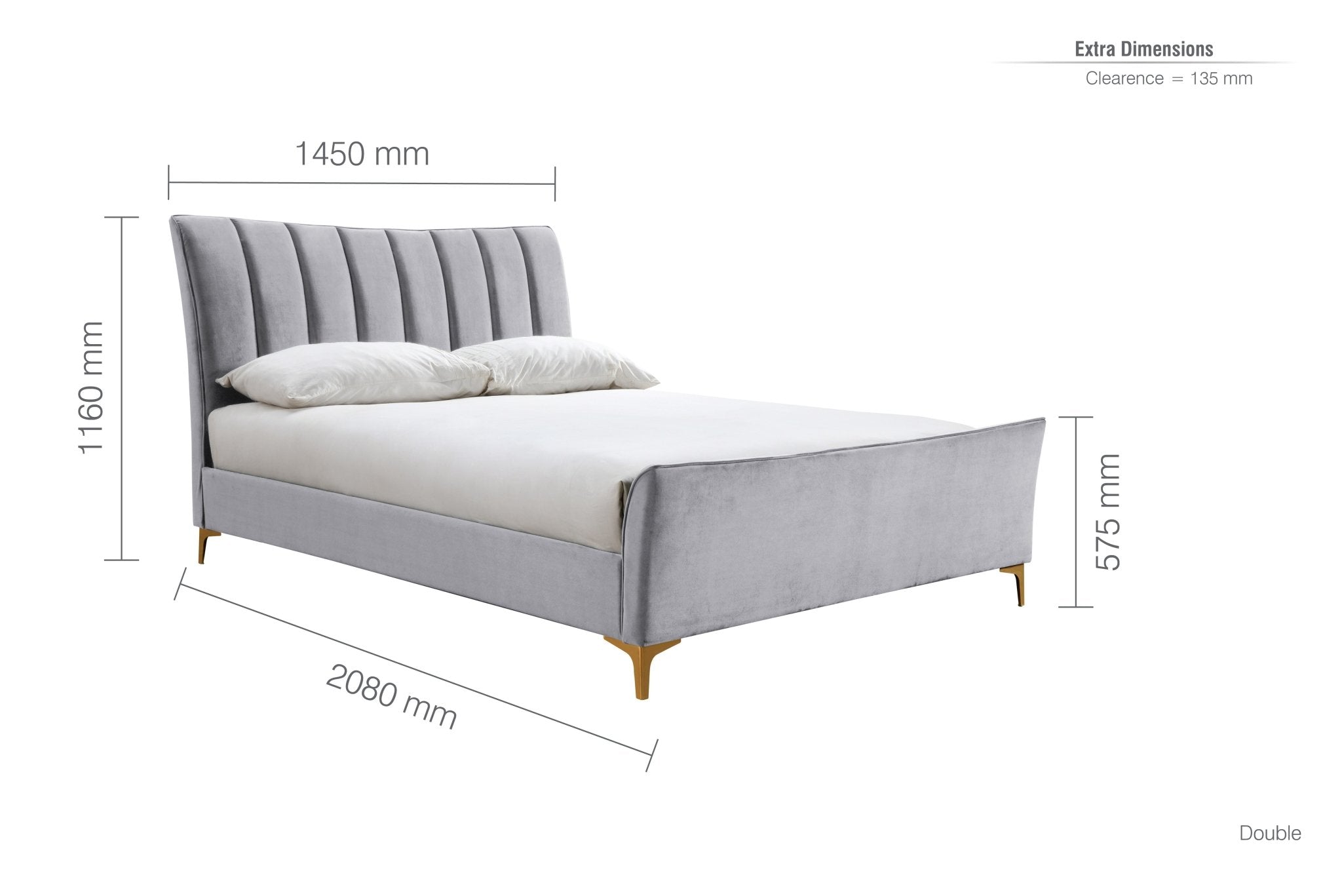 Clover Small Double Bed Grey - Bedzy UK modern and affordable home furniture England