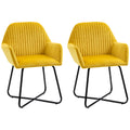 Set of 2 Modern Velvet-Feel Accent Armchairs with Metal Base - Yellow