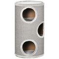 Cat Barrel Kitten Tree Tower with Sisal Climbing Frame and Cosy Platform - Light Grey