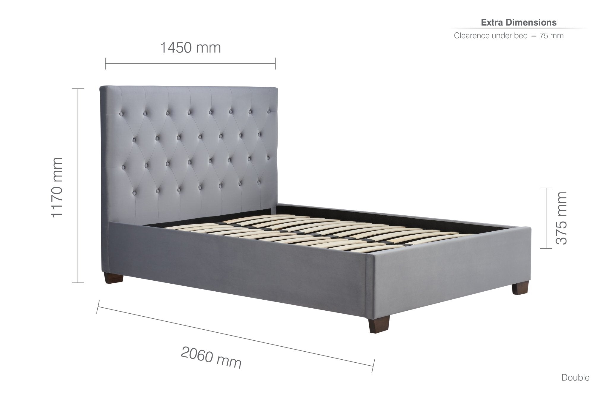 Cologne Double Bed Grey - Bedzy UK modern and affordable home furniture England