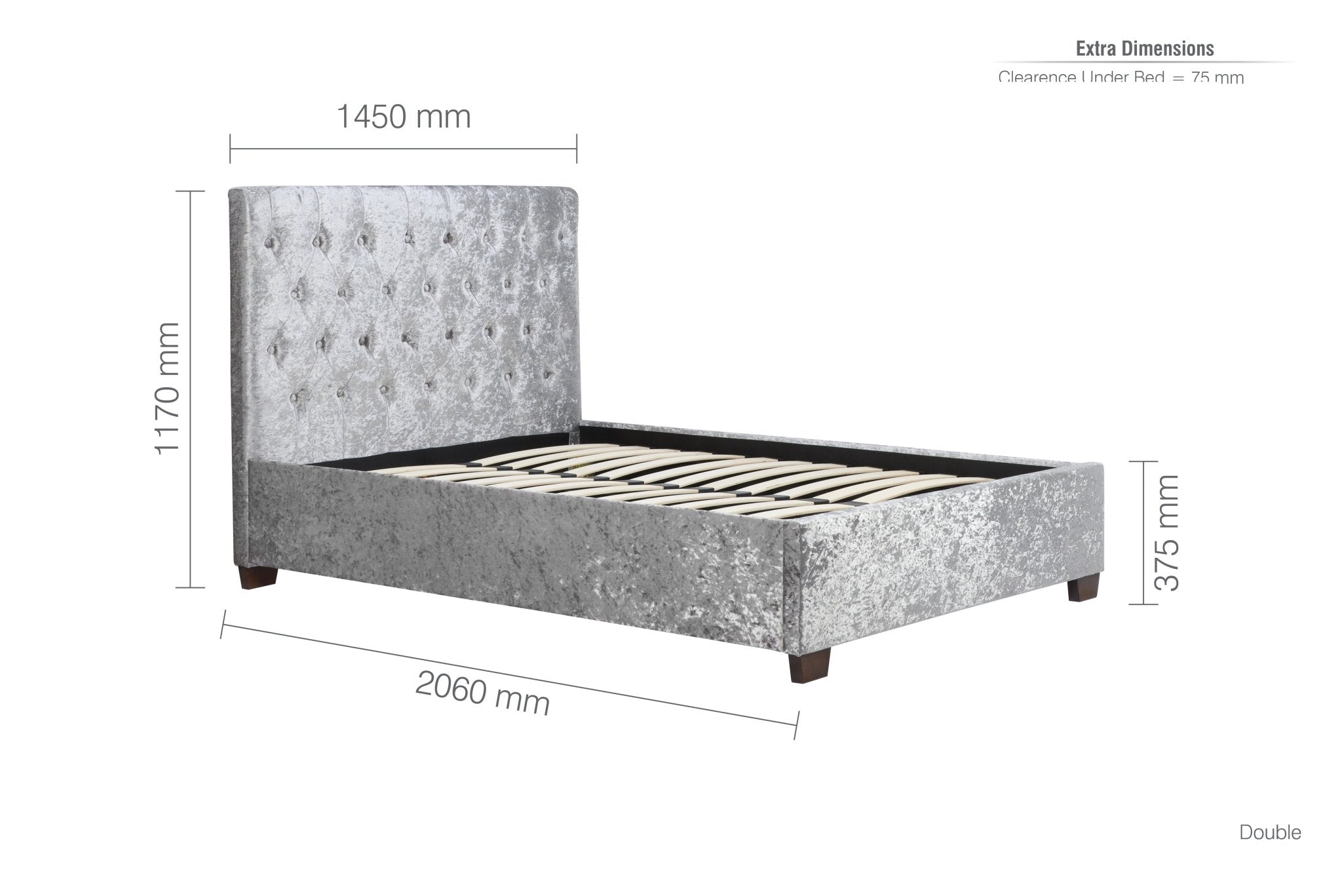 Cologne Double Bed Silver - Bedzy UK modern and affordable home furniture England