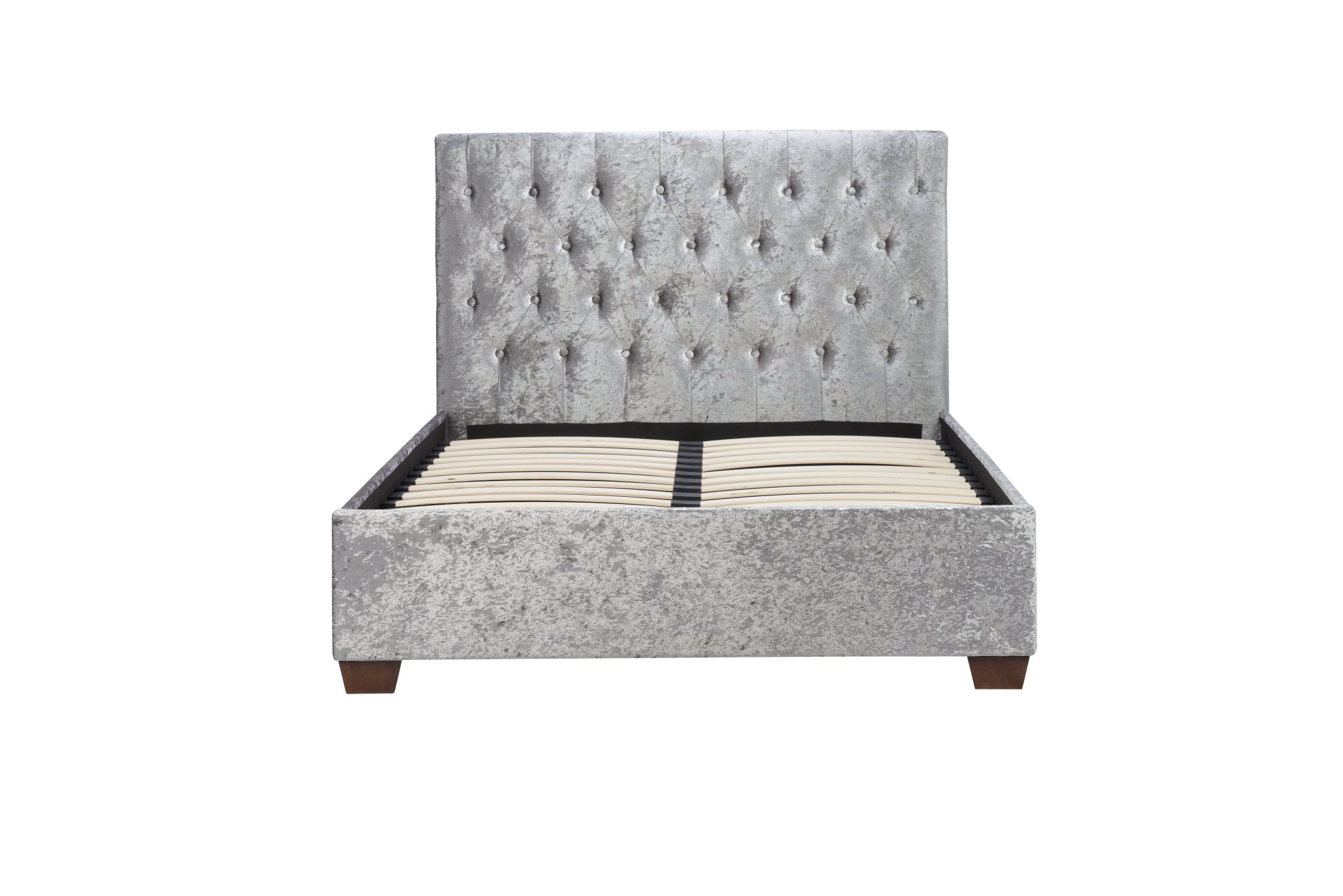 Cologne King Bed Steel Crushed Velvet - Bedzy UK modern and affordable home furniture England