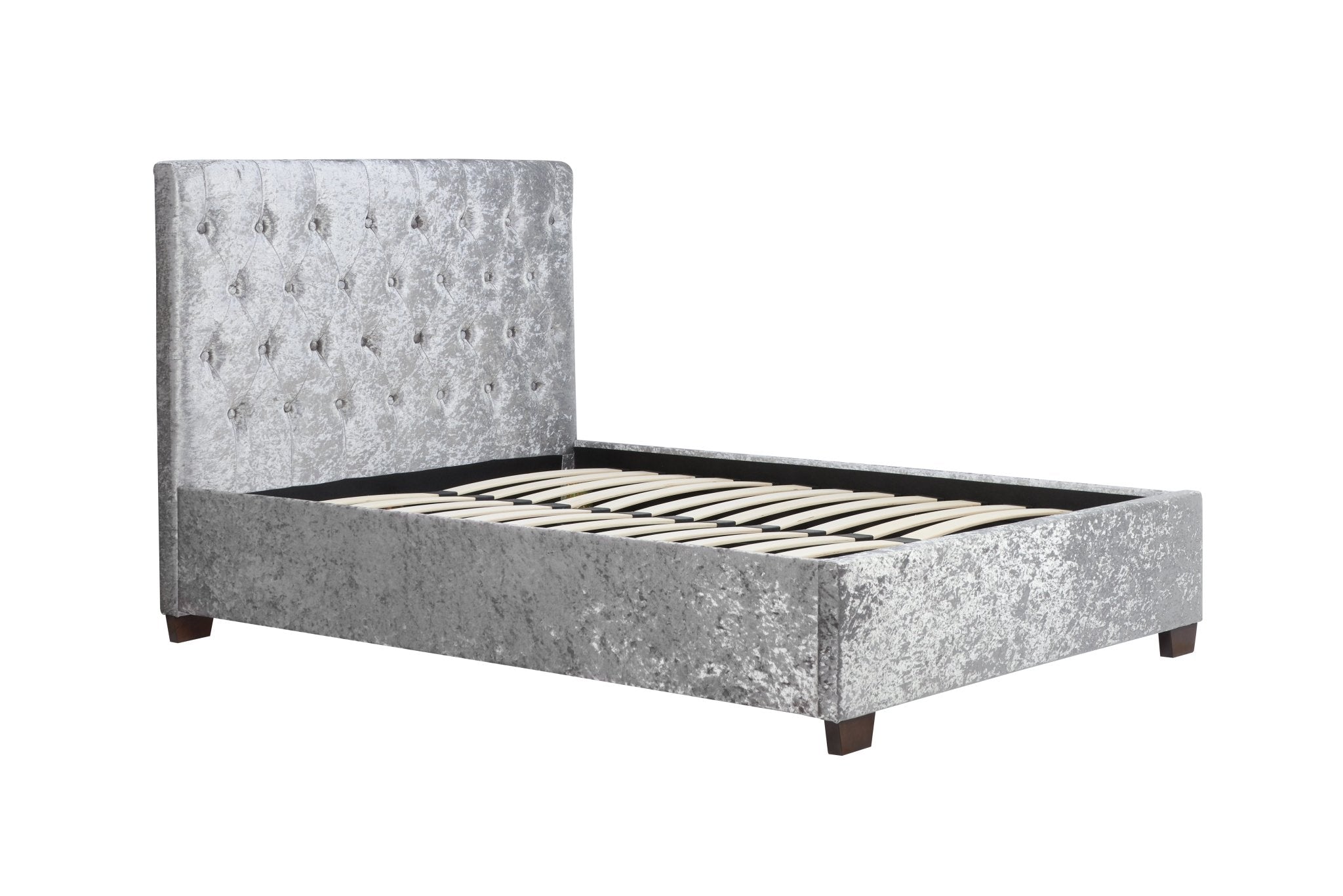 Cologne King Bed Steel Crushed Velvet - Bedzy UK modern and affordable home furniture England