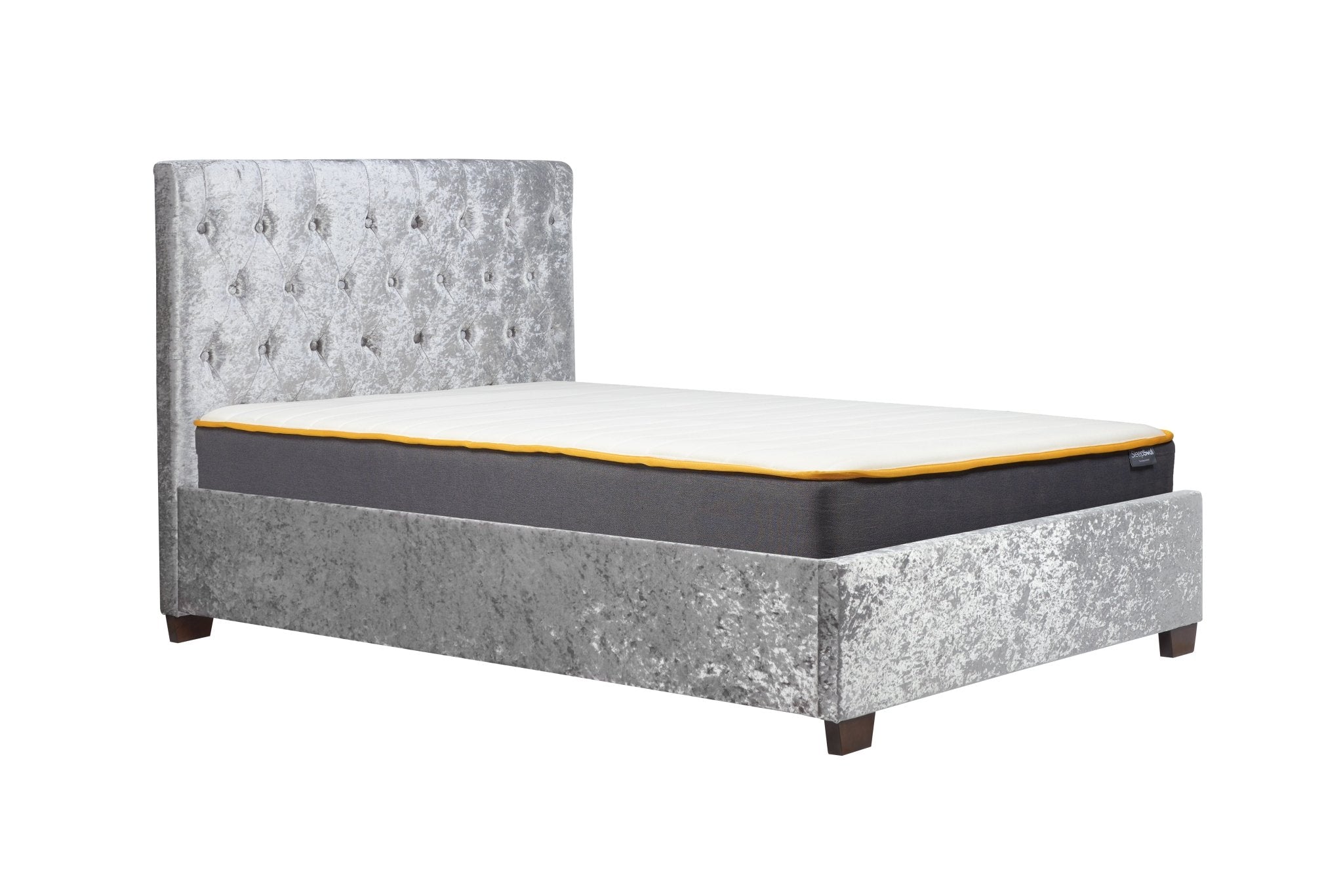 Cologne King Bed Steel Crushed Velvet - Bedzy UK modern and affordable home furniture England