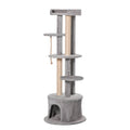 Multi-level Cat Tree Kitten Tower with Scratching Post, Hanging Ropes & Plush Perches - Grey