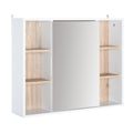 Wall Mounted Bathroom Mirror Cabinet with Adjustable Shelves - White