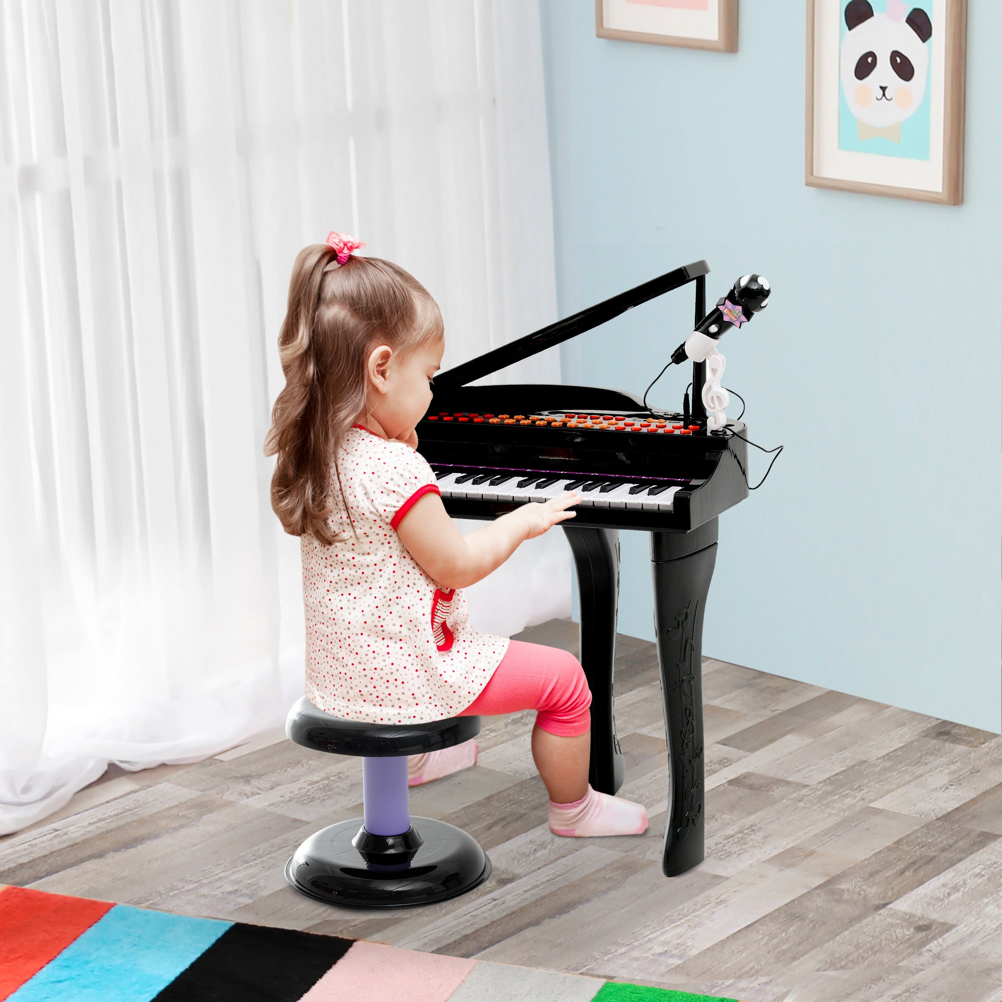 Mini Electronic Piano W/Stool-Black