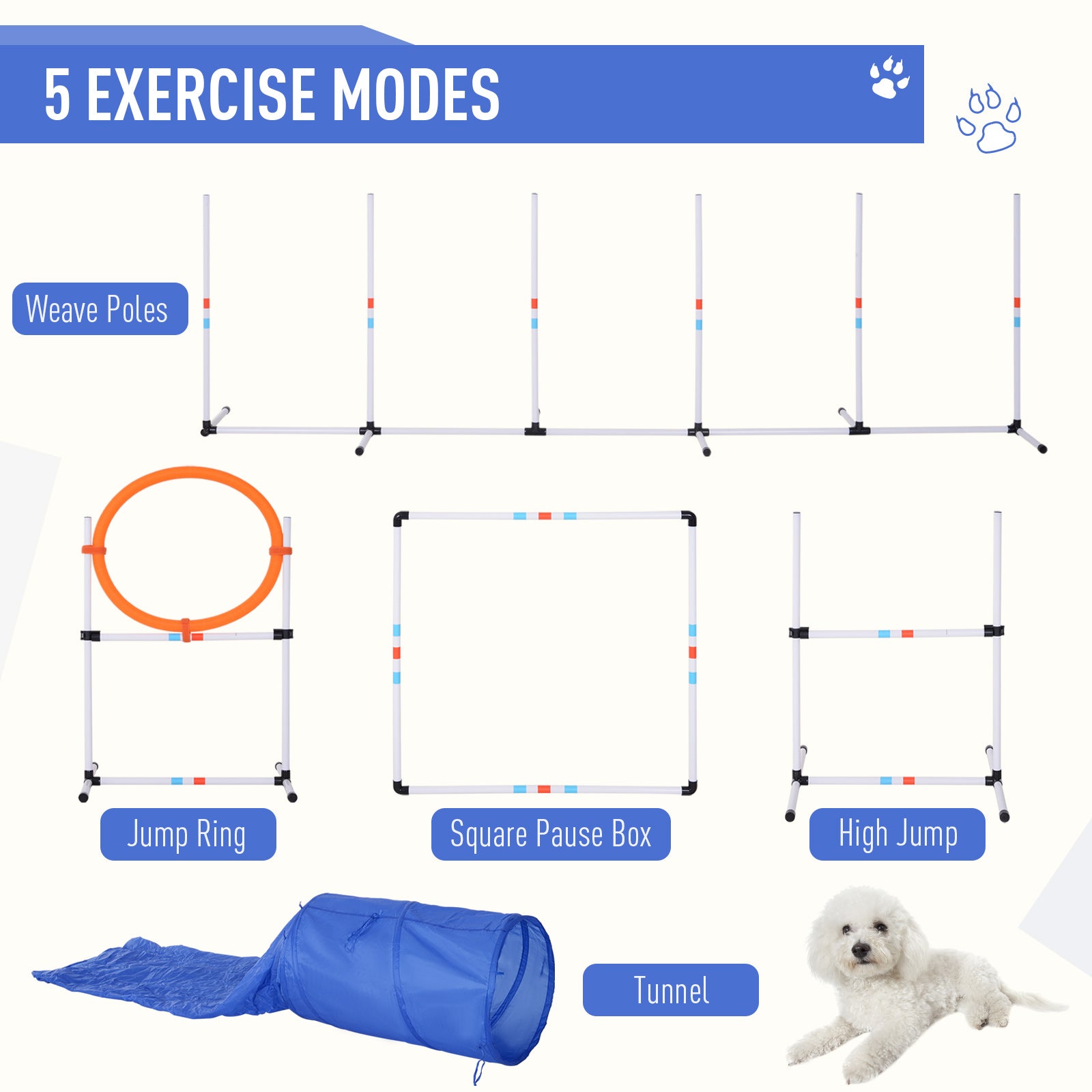 Dogs PE Set-of-5 Obstacle Agility Training Set White