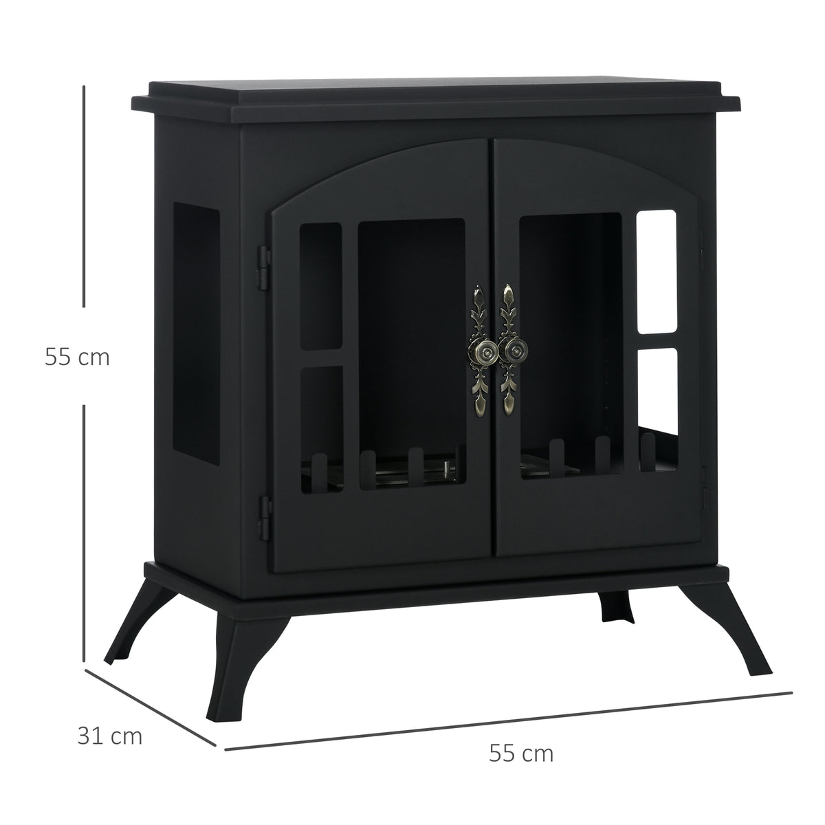 Freestanding Bioethanol Fireplace Stove with 0.9L Tank and Stainless Steel Flame Snuffer - Black
