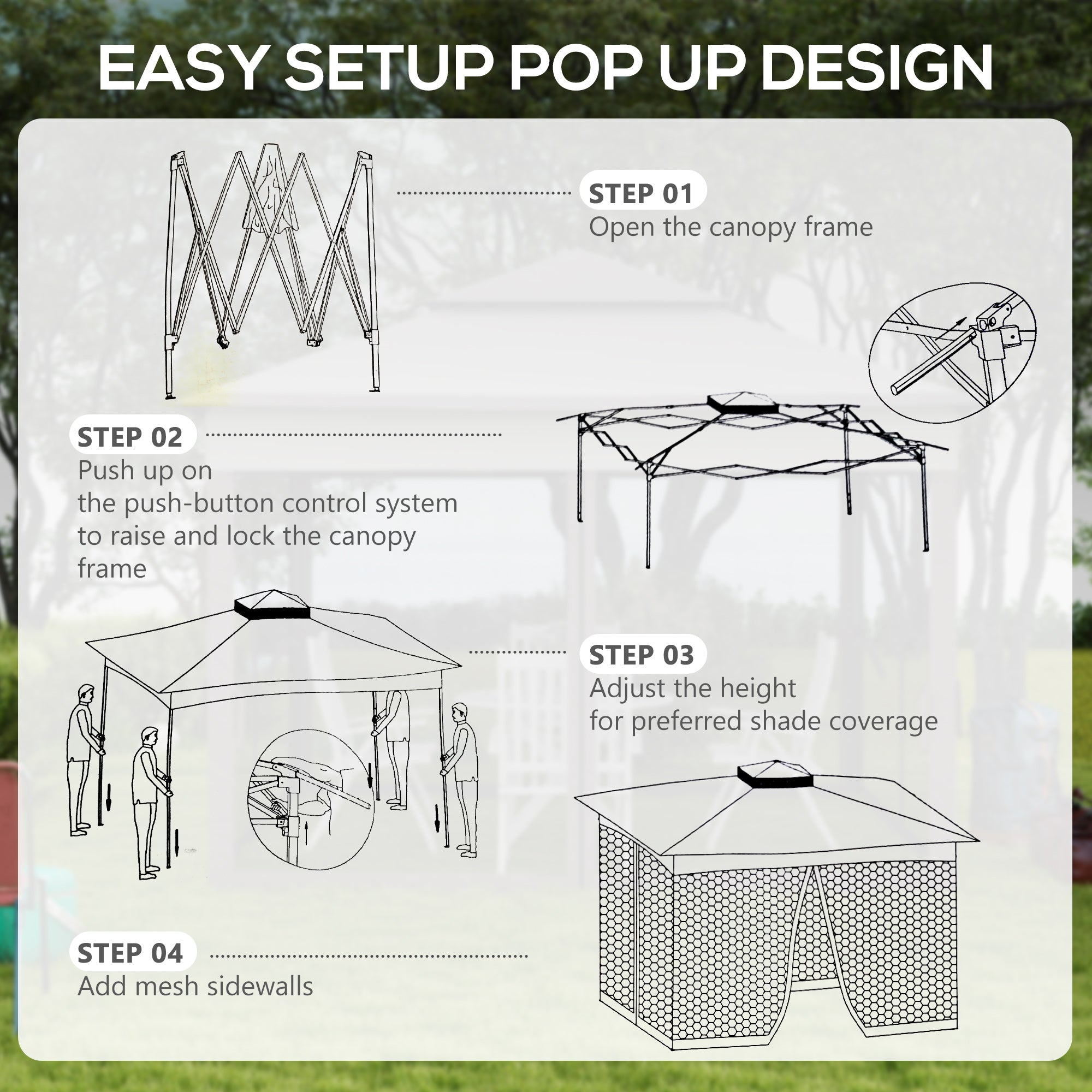 3 x 3(m) Pop Up Gazebo, Double-roof Garden Tent with Netting and Carry Bag, Party Event Shelter for Outdoor Patio, Light Grey