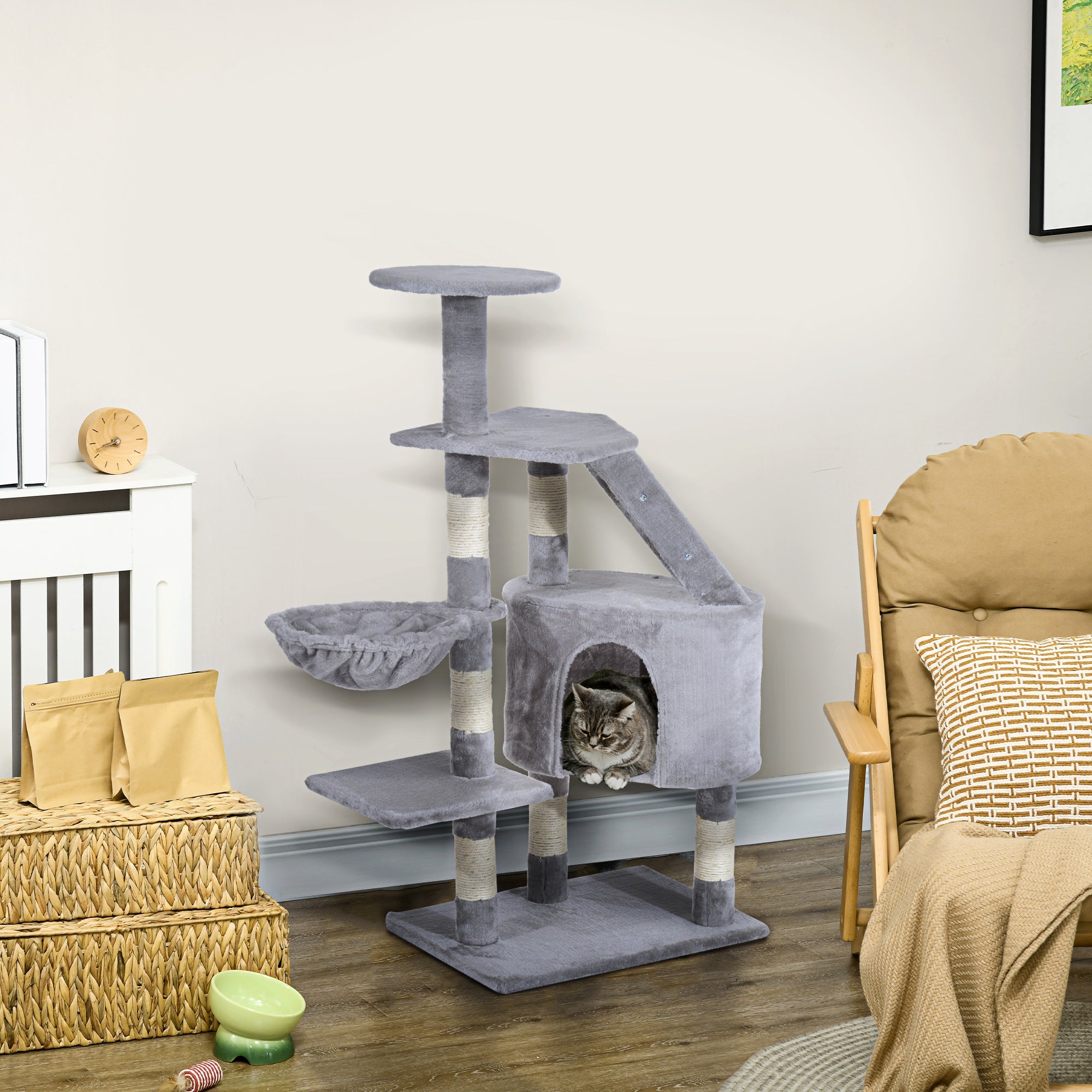 Cat Tree Kitten Scratching Post Scratch Scratcher Climb Activity Center Play House Pet Furniture 125cm (Grey)