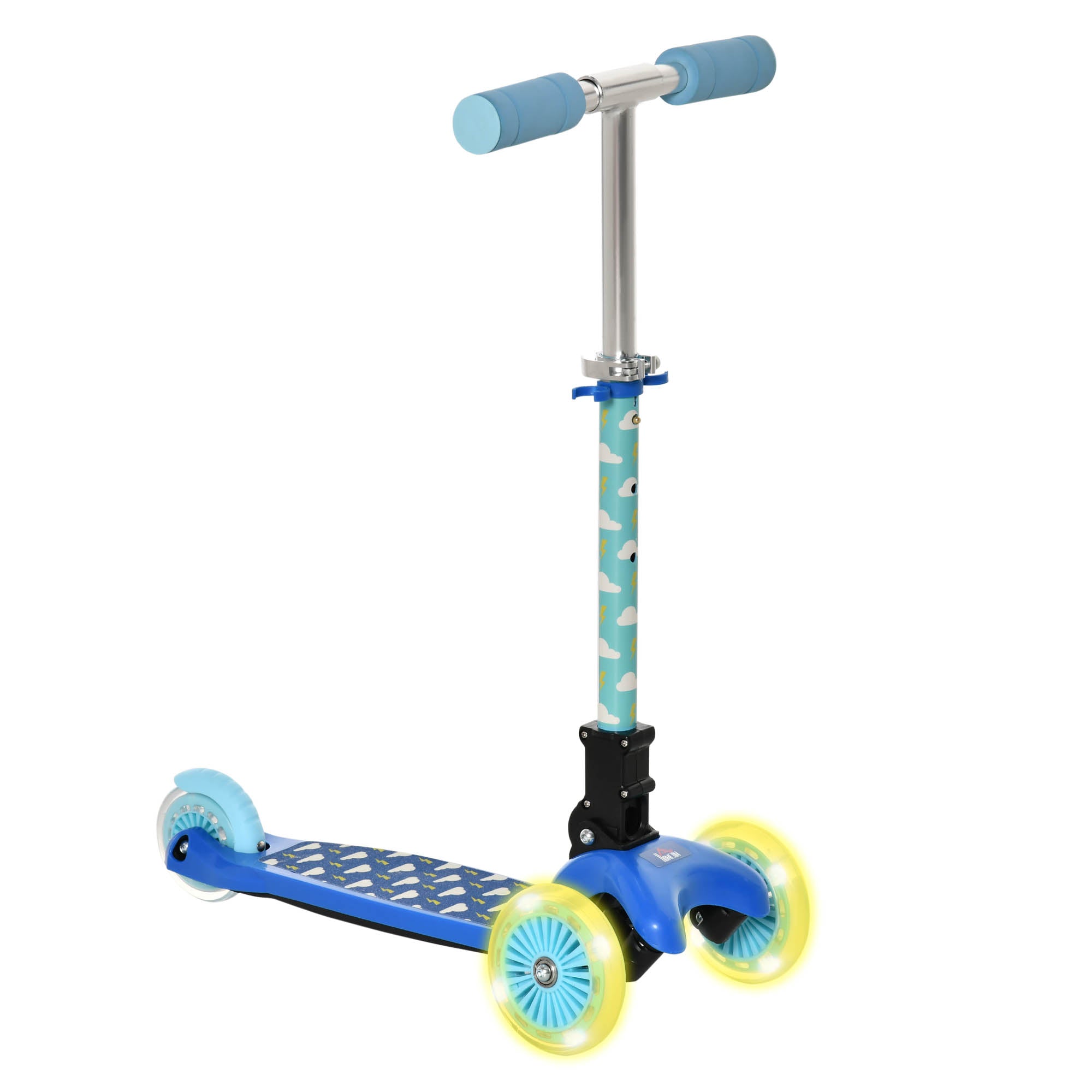 Scooter for Kids Toddler Foldable Kick Scooter with 3 Wheel Adjustable Height Flashing Wheels for Boys and Girls 3-8 Years Blue