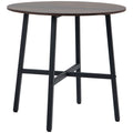 85cm Round Industrial Dining Table with Steel Legs - Rustic Brown