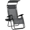 Zero Gravity Folding Garden Deck Chair with Reclining Seat, Cup Holder & Canopy Shade - Grey