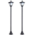 Set of 2 Solar Garden Post Lamps with Sensor Dimmable LED - Black