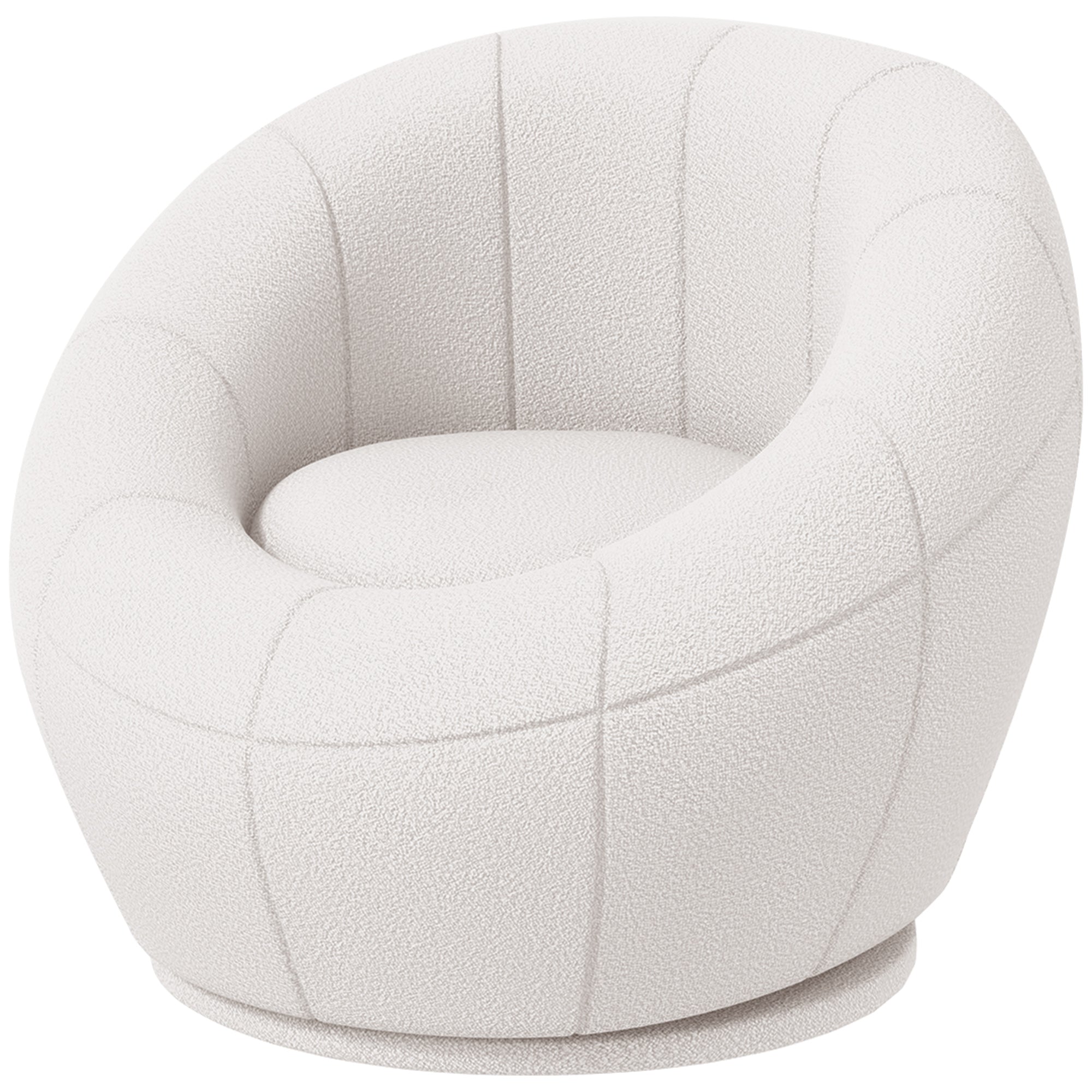 Modern Accent Chair, Swivel Upholstered Armchair for Living Room, Bedroom, Home Office, White