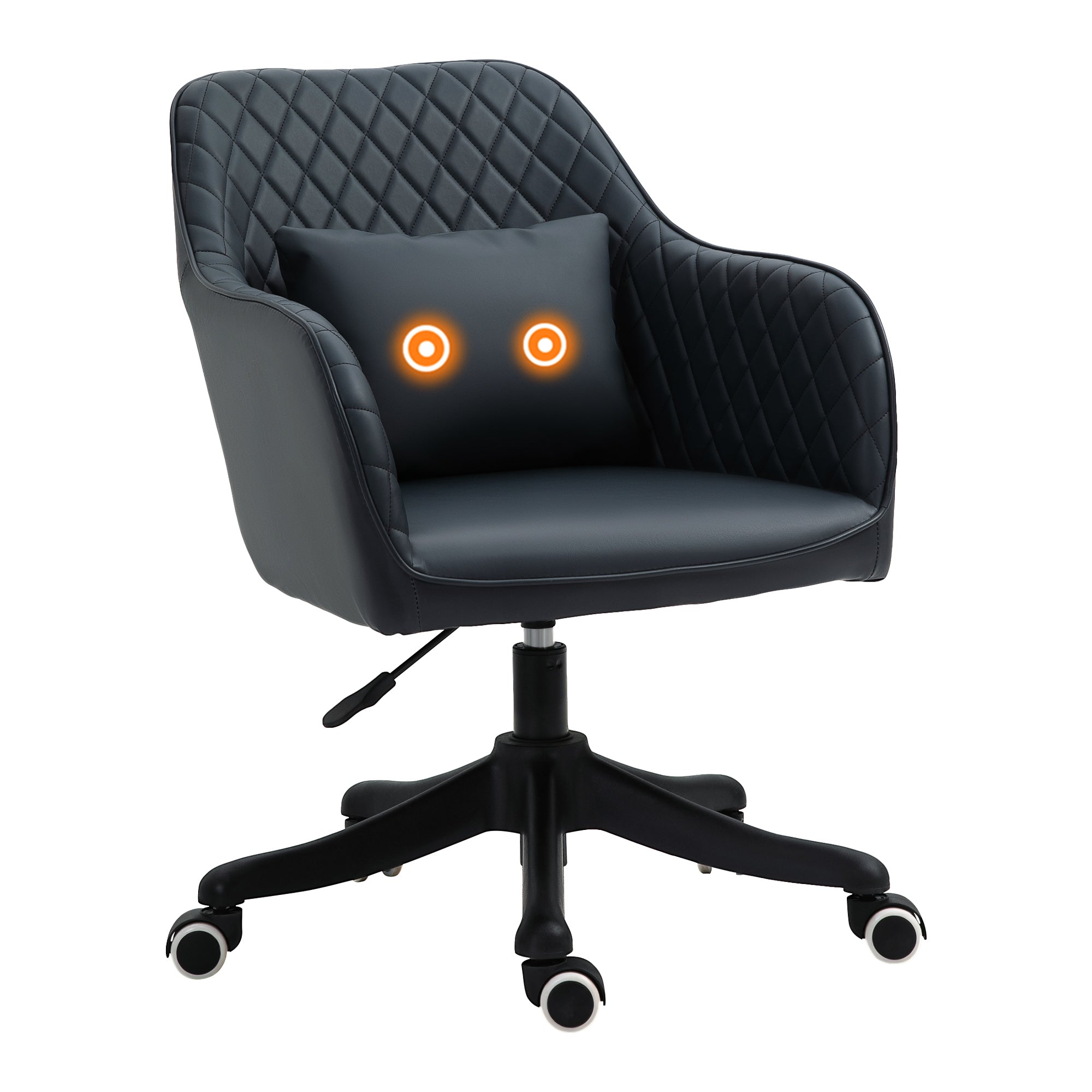 PU Leather Office Chair with Rechargeable Electric Vibration Massage Lumbar Pillow, Wheels, Blue