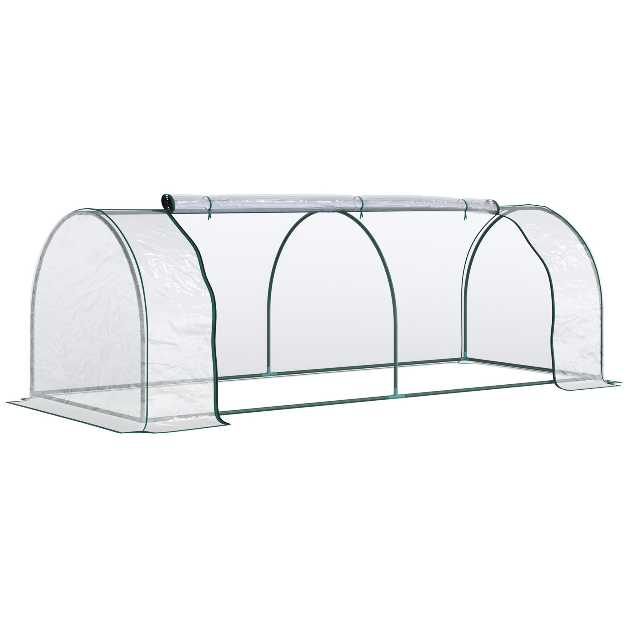 Tunnel Greenhouse Green Grow House for Garden Outdoor, Steel Frame, PVC Cover, Transparent, 250 x 100 x 80cm