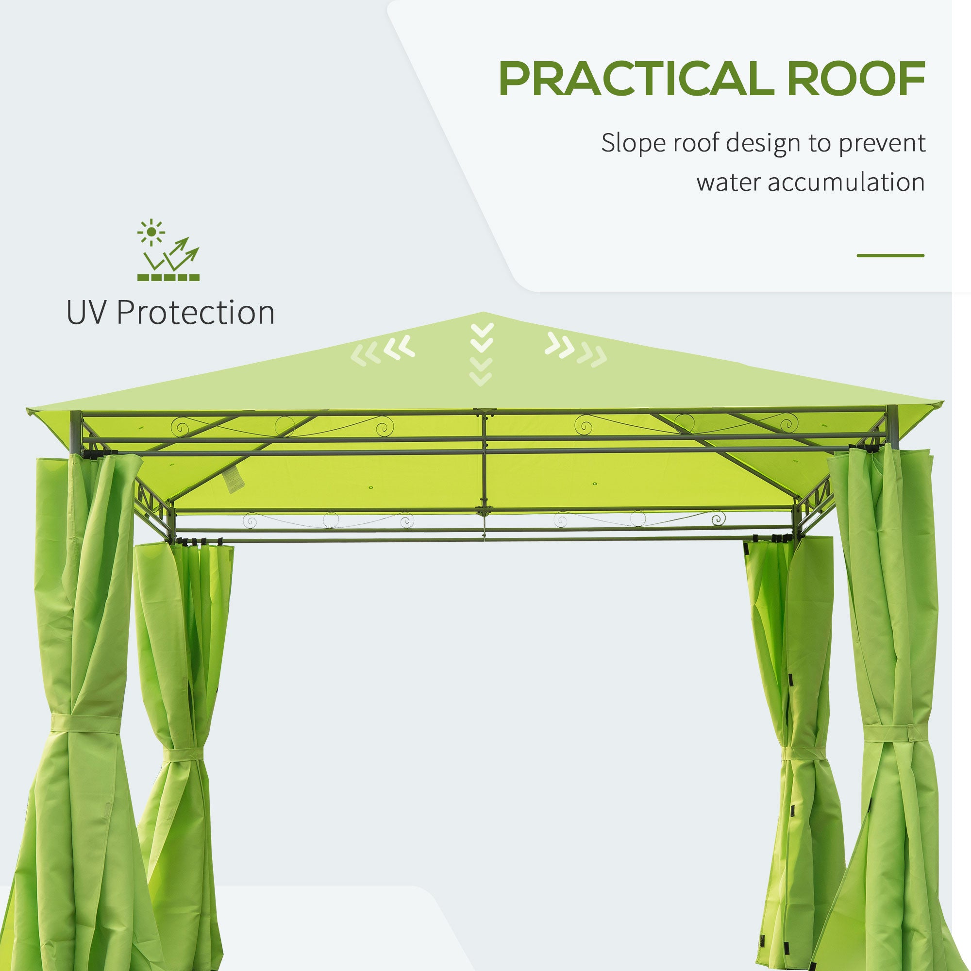 3m x3m Garden Metal Gazebo-Lemon Green