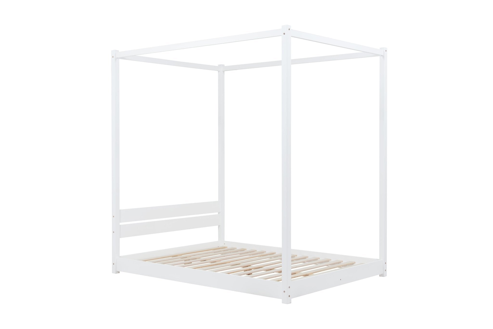 Darwin Four Poster Double Bed White - Bedzy UK modern and affordable home furniture England