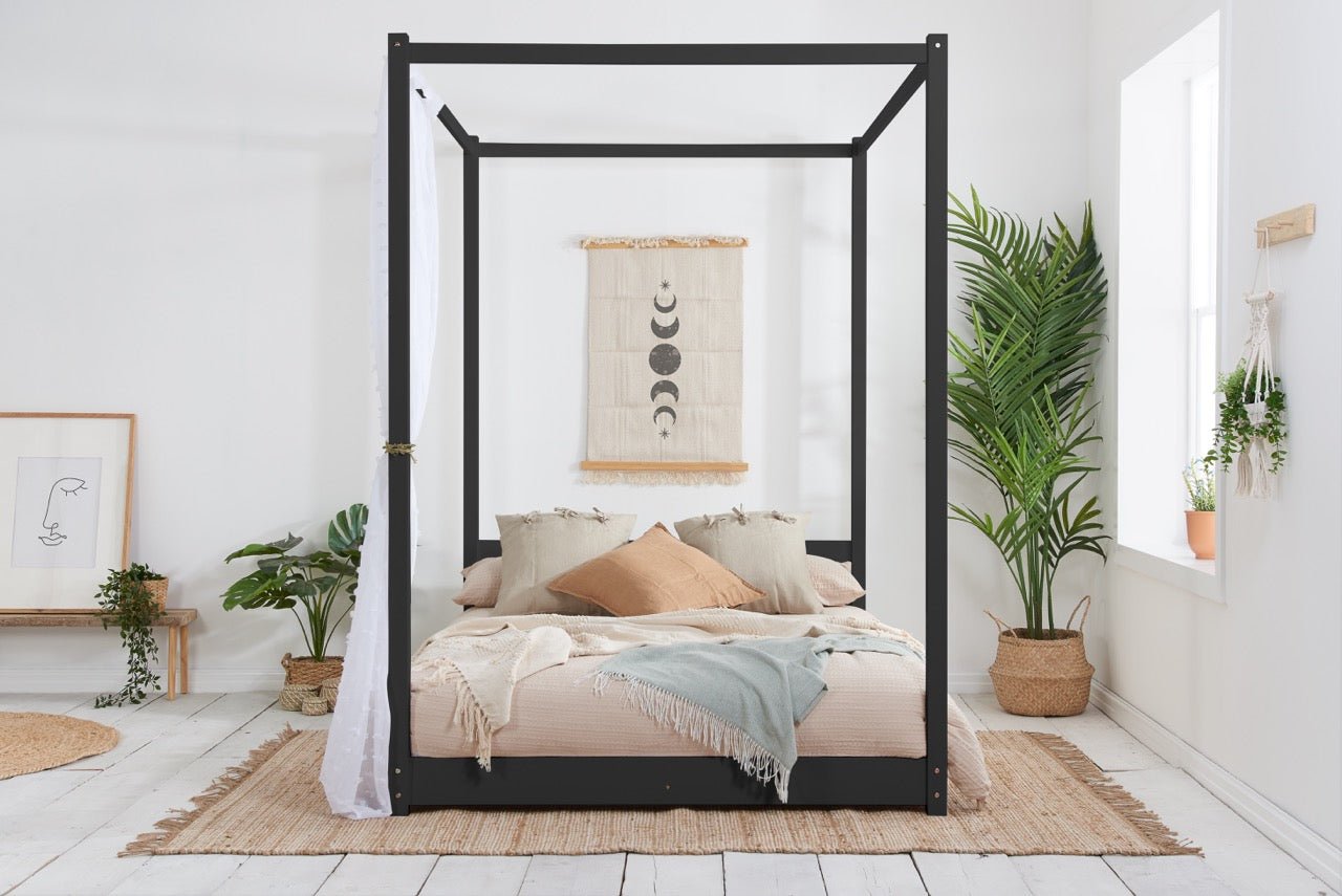 Darwin Four Poster Double Bed Black - Bedzy UK modern and affordable home furniture England