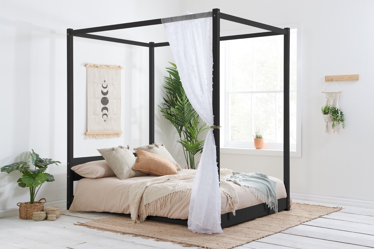 Darwin Four Poster Double Bed Black - Bedzy UK modern and affordable home furniture England